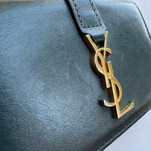 Load image into Gallery viewer, SAINT LAURENT Calfskin Monogram Tiny Tri Fold Wallet Green