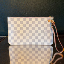 Load image into Gallery viewer, Louis Vuitton Damier Azur / Rose Ballerine Neverfull MM Pouch