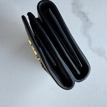 Load image into Gallery viewer, SAINT LAURENT Calfskin Monogram Tiny Tri Fold Wallet Black