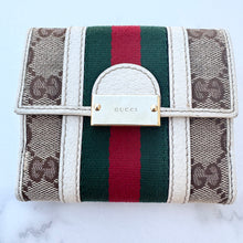 Load image into Gallery viewer, Gucci GG Monogram Canvas Stripes Compact Wallet