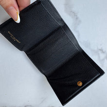 Load image into Gallery viewer, SAINT LAURENT Calfskin Monogram Tiny Tri Fold Wallet Black