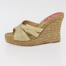 Load image into Gallery viewer, Christian Louboutin Gold Ribbon Espadrille Wedge Sandals Size 39 (Fit Like US 8)