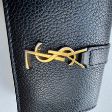 Load image into Gallery viewer, SAINT LAURENT Calfskin Monogram Tiny Tri Fold Wallet Black