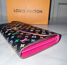 Load image into Gallery viewer, PRELOVED Louis Vuitton Takashi Murakami Monogram Multicolor Noir Sarah Wallet