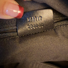 Load image into Gallery viewer, Gucci Black GG Embossed Suede Web Stripe Tote
