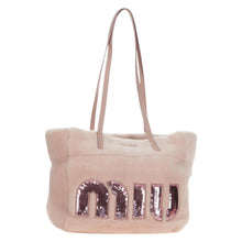 Load image into Gallery viewer, Miu Miu Pink Shearling Sequin Logo Tote with Pouch