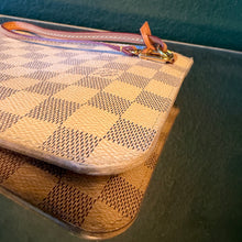 Load image into Gallery viewer, Louis Vuitton Damier Azur / Rose Ballerine Neverfull MM Pouch
