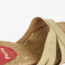 Load image into Gallery viewer, Christian Louboutin Gold Ribbon Espadrille Wedge Sandals Size 39 (Fit Like US 8)