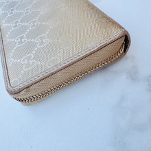 Load image into Gallery viewer, GUCCI Metallic Gold Shiny Monogram Zippy Wallet