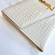Load image into Gallery viewer, Saint Laurent Calfskin Crocodile Embossed Uptown Clutch