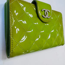 Load image into Gallery viewer, Chanel Lime Patent Medium Wallet