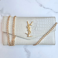 Load image into Gallery viewer, Saint Laurent Calfskin Crocodile Embossed Uptown Clutch