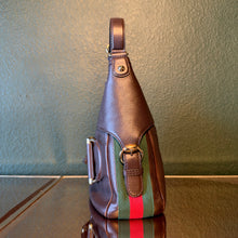 Load image into Gallery viewer, Gucci Brown Calfskkin Heritage Web Horsebit Hobo
