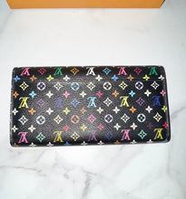 Load image into Gallery viewer, PRELOVED Louis Vuitton Takashi Murakami Monogram Multicolor Noir Sarah Wallet