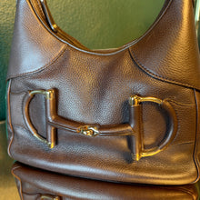 Load image into Gallery viewer, Gucci Brown Calfskkin Heritage Web Horsebit Hobo