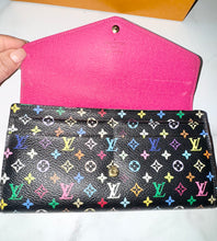 Load image into Gallery viewer, PRELOVED Louis Vuitton Takashi Murakami Monogram Multicolor Noir Sarah Wallet
