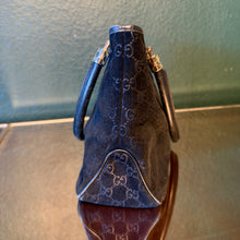 Load image into Gallery viewer, Gucci Black GG Embossed Suede Web Stripe Tote