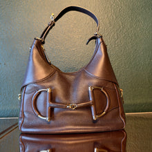 Load image into Gallery viewer, Gucci Brown Calfskkin Heritage Web Horsebit Hobo