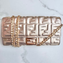 Load image into Gallery viewer, Fendi Metallic Rose Gold FF Embossed Calfskin Wallet