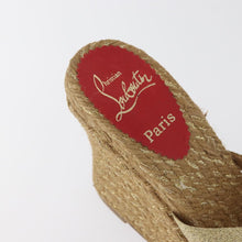 Load image into Gallery viewer, Christian Louboutin Gold Ribbon Espadrille Wedge Sandals Size 39 (Fit Like US 8)