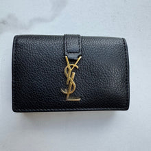 Load image into Gallery viewer, SAINT LAURENT Calfskin Monogram Tiny Tri Fold Wallet Black
