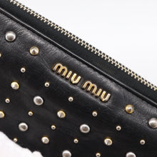 Load image into Gallery viewer, Miu Miu Studded Leather Zip Wallet