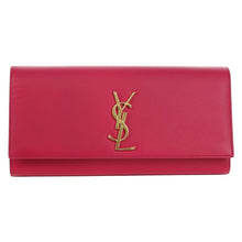 Load image into Gallery viewer, Saint Laurent Smooth Calfskin Classic Monogram Cassandre Clutch Lipstick Fuchsia