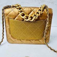 Load image into Gallery viewer, CHANEL Calfskin Caviar Quilted Mini Chain Handle Flap Gold
