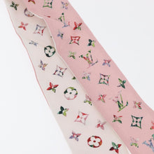 Load image into Gallery viewer, Louis Vuitton Silk Garden Monogram BB Bandeau Twilly Scarf Pink
