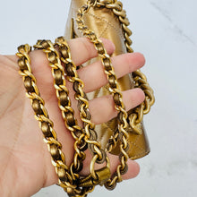 Load image into Gallery viewer, CHANEL Calfskin Caviar Quilted Mini Chain Handle Flap Gold