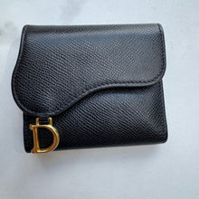 Load image into Gallery viewer, Christian Dior Grained Calfskin Saddle Lotus Wallet Black