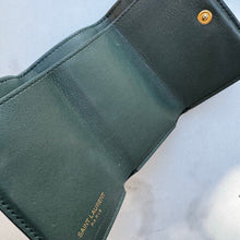 Load image into Gallery viewer, SAINT LAURENT Calfskin Monogram Tiny Tri Fold Wallet Green