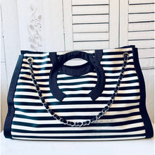 CHANEL Striped Cruise Line Canvas CC Shopping Tote