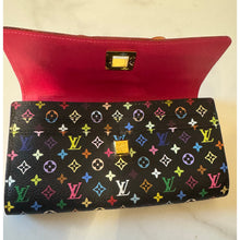 Load image into Gallery viewer, Louis Vuitton X Takashi Murakami Monogram Multicolor Noir Sarah Noeud Wallet
