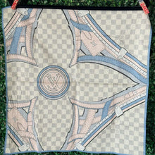 Load image into Gallery viewer, Louis Vuitton Damier Azur Cotton Square Bandana Scarf
