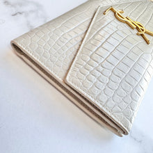 Load image into Gallery viewer, Saint Laurent Calfskin Crocodile Embossed Uptown Clutch
