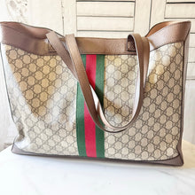 Load image into Gallery viewer, GUCCI GG Supreme Monogram Web Ophidia Tote Brown
