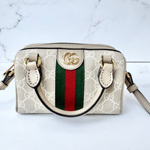 Load image into Gallery viewer, Gucci GG Supreme Canvas Super Mini Ophidia Boston Bag Mystic White
