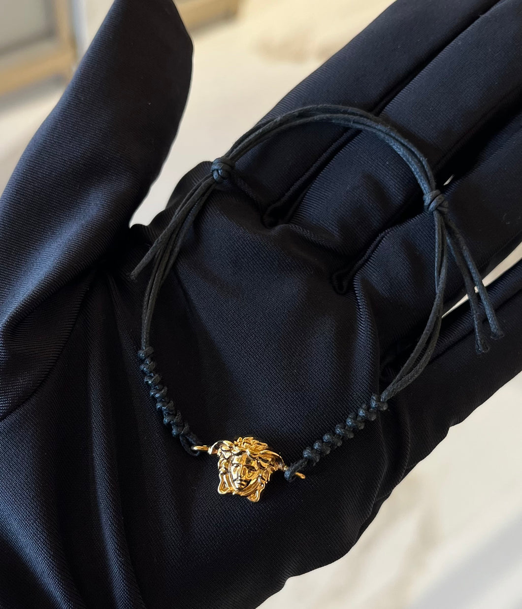 BRAND NEW VERSACE Unisex Medusa Braided Leather Bracelet