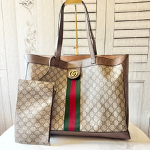 Load image into Gallery viewer, GUCCI GG Supreme Monogram Web Ophidia Tote Brown
