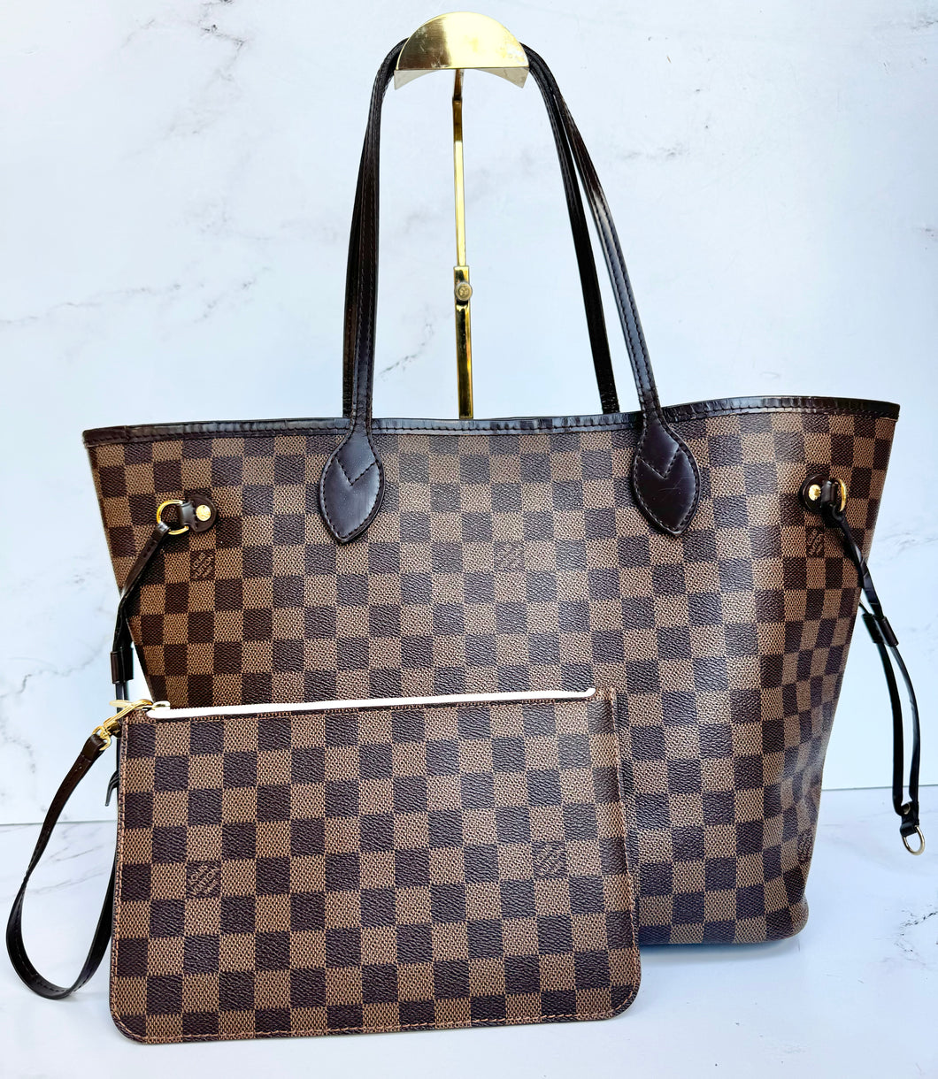 PRELOVED Louis Vuitton Damier Ebene Neverfull MM with Pouch