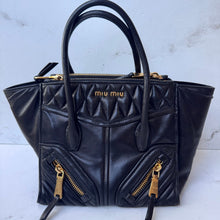 Load image into Gallery viewer, Miu Miu Black Nappa Leather Biker Tote
