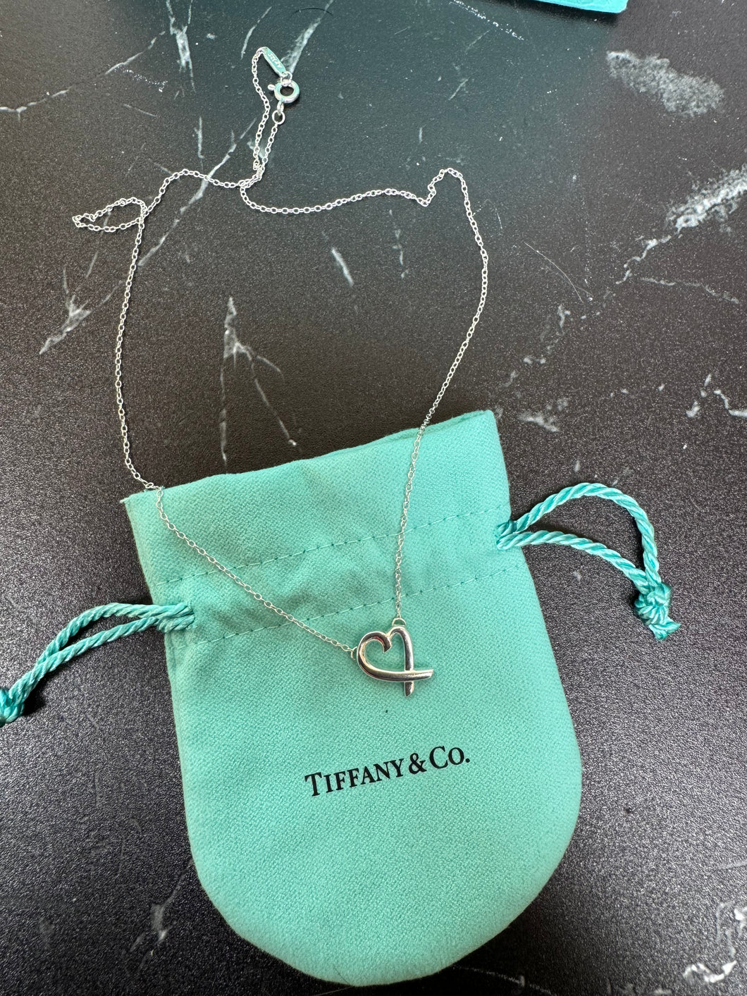 TIFFANY & CO. Sterling Silver Small Paloma Picasso Loving Heart Pendant Necklace