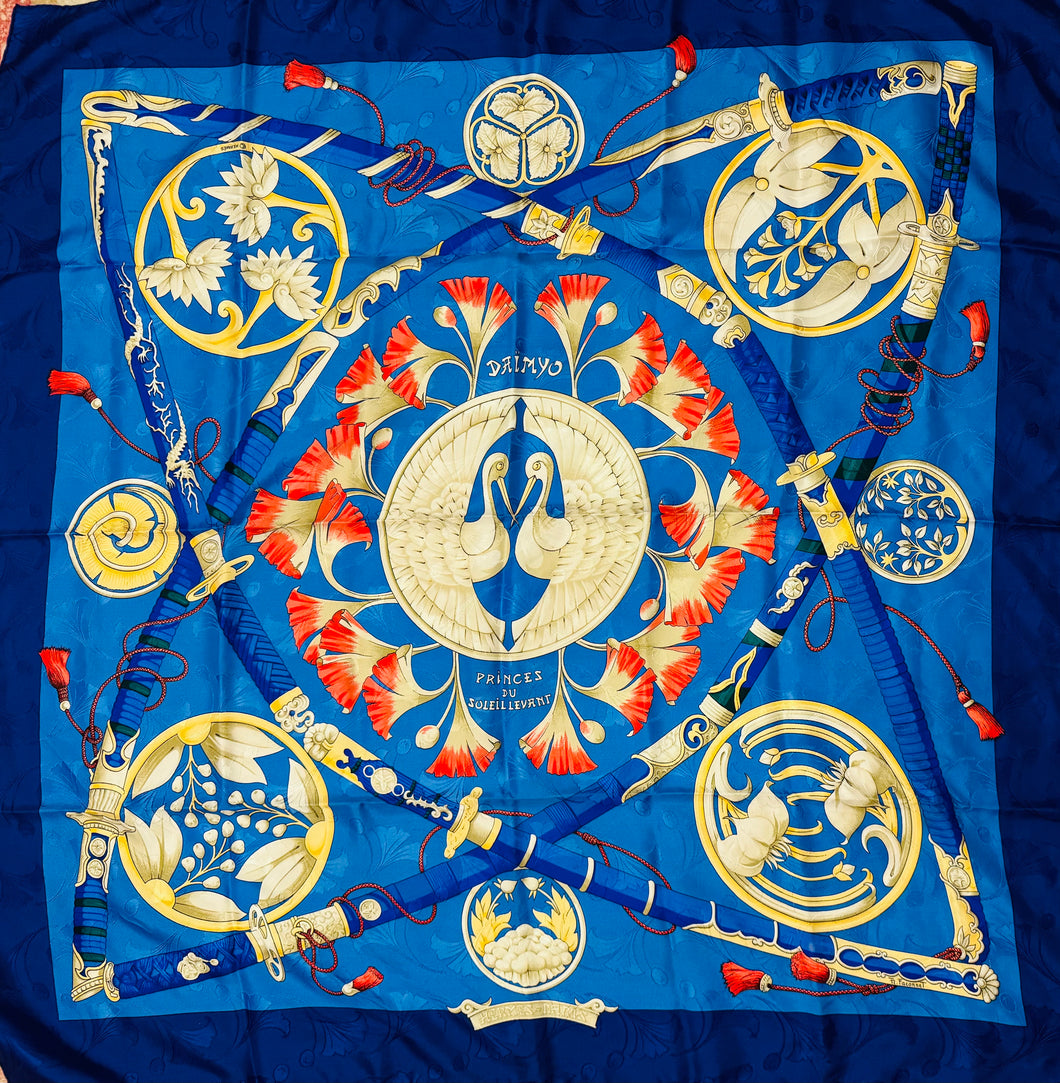 PRELOVED HERMES Daimyo Princes Silk Scarf 90