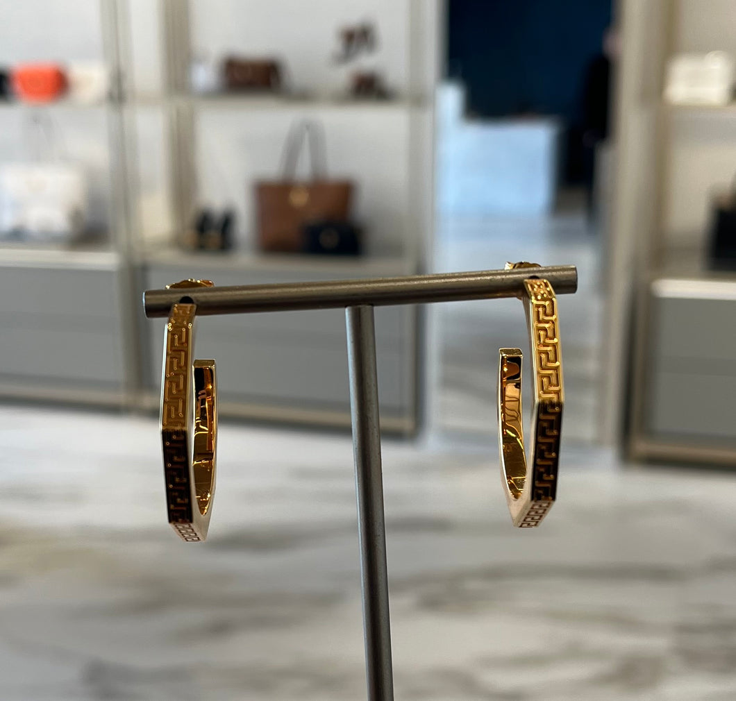 BRAND NEW VERSACE Greca Hoop Earrings