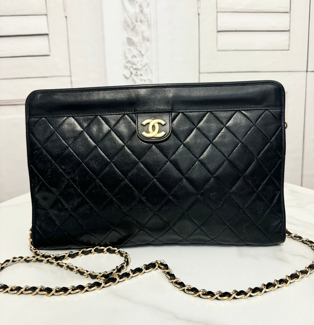 PRELOVED Chanel Vintage Lambskin Quilted Clutch