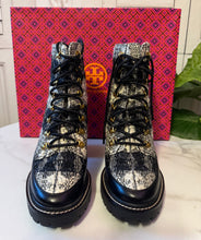 Load image into Gallery viewer, Tweed Bundle:  Tory Burch Miller Lug Sole Boots Size 7 and Kate Spade Tweed Bag
