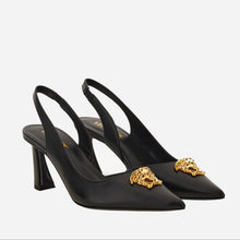 Load image into Gallery viewer, BRAND NEW VERSACE La Medusa Sling Back Low Heel In Calf Leather
