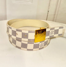 Load image into Gallery viewer, PRELOVED Louis Vuitton Damier Azur Belt size 85/34
