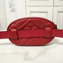 Load image into Gallery viewer, PRELOVED GUCCI Calfskin Matelasse GG Marmont Belt Bag 95/38 Hibiscus Red
